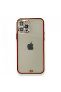 Mey İthalat® iPhone 12 Pro Kılıf Liva Taşlı Silikon - Kırmızı