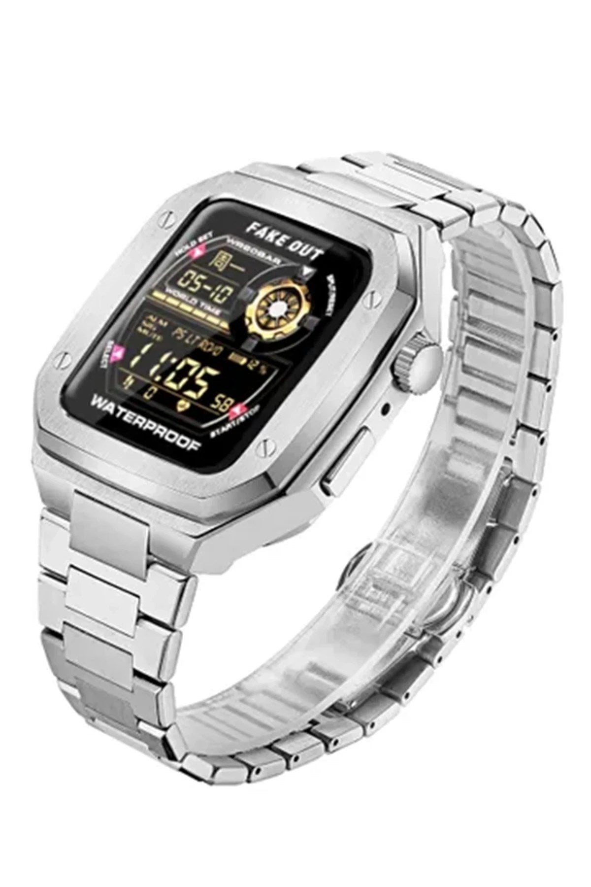 Mey İthalat® Watch 44mm Metal Petek Kasalı Kordon - Gümüş