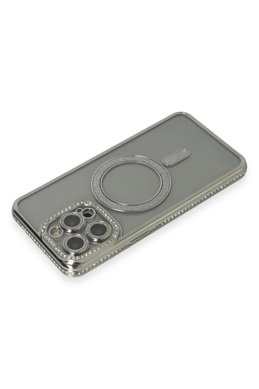 Mey İthalat® iPhone 15 Pro Kılıf Joke Simli Magneticsafe Kılıf - Gri