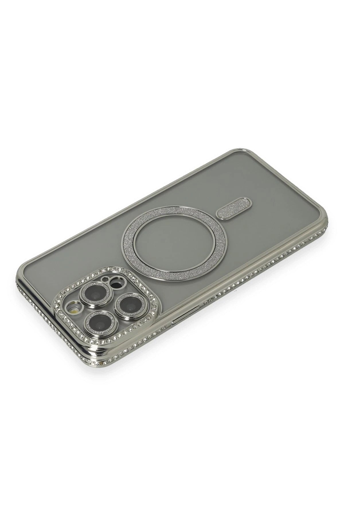 Mey İthalat® iPhone 15 Pro Kılıf Joke Simli Magneticsafe Kılıf - Gri
