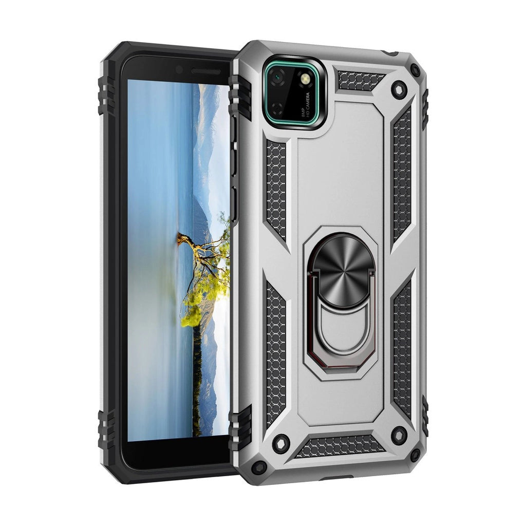Mey İthalat® Huawei Y5P Kılıf Sofya Yüzüklü Silikon Kapak - Gümüş