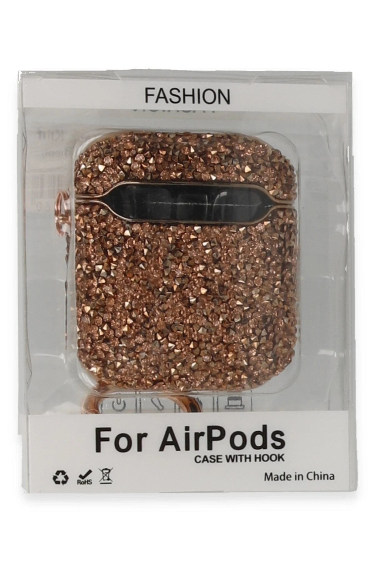 Mey İthalat® Airpods 2 (2.nesil) Mira Taşlı Kılıf - Rose Gold