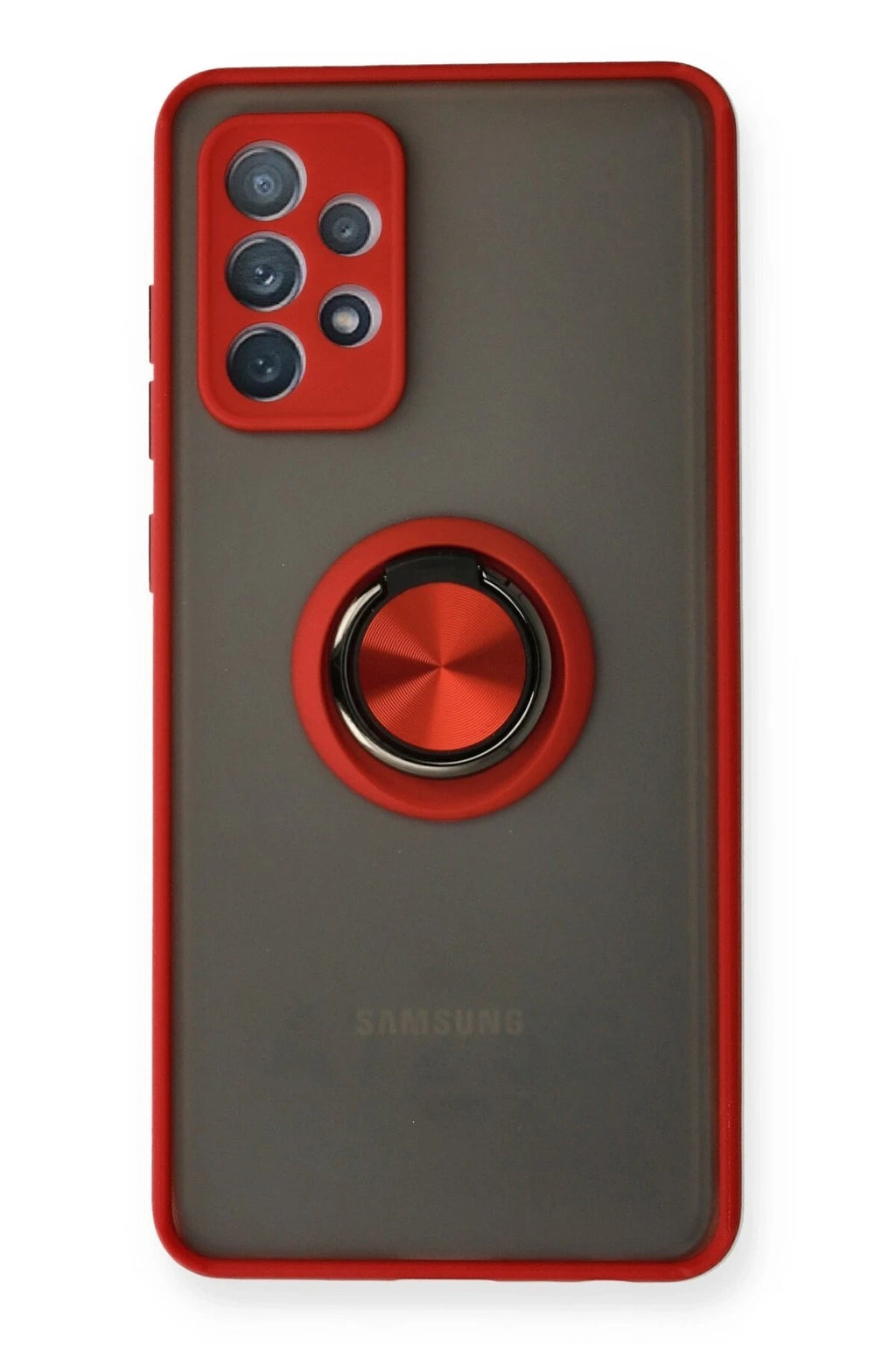 Mey İthalat® Samsung Galaxy A72 Kılıf Montreal Yüzüklü Silikon Kapak - Kırmızı