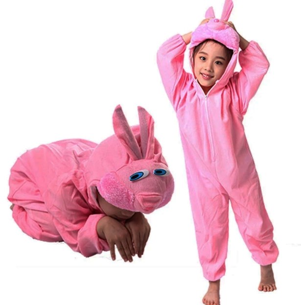 Mey İthalat® Çocuk Tavşan Kostümü Pembe Renk 2-3 Yaş 80 cm