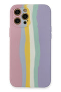 Mey İthalat® iPhone 12 Pro Max Kılıf Ebruli Lansman Silikon - Pembe-Lila