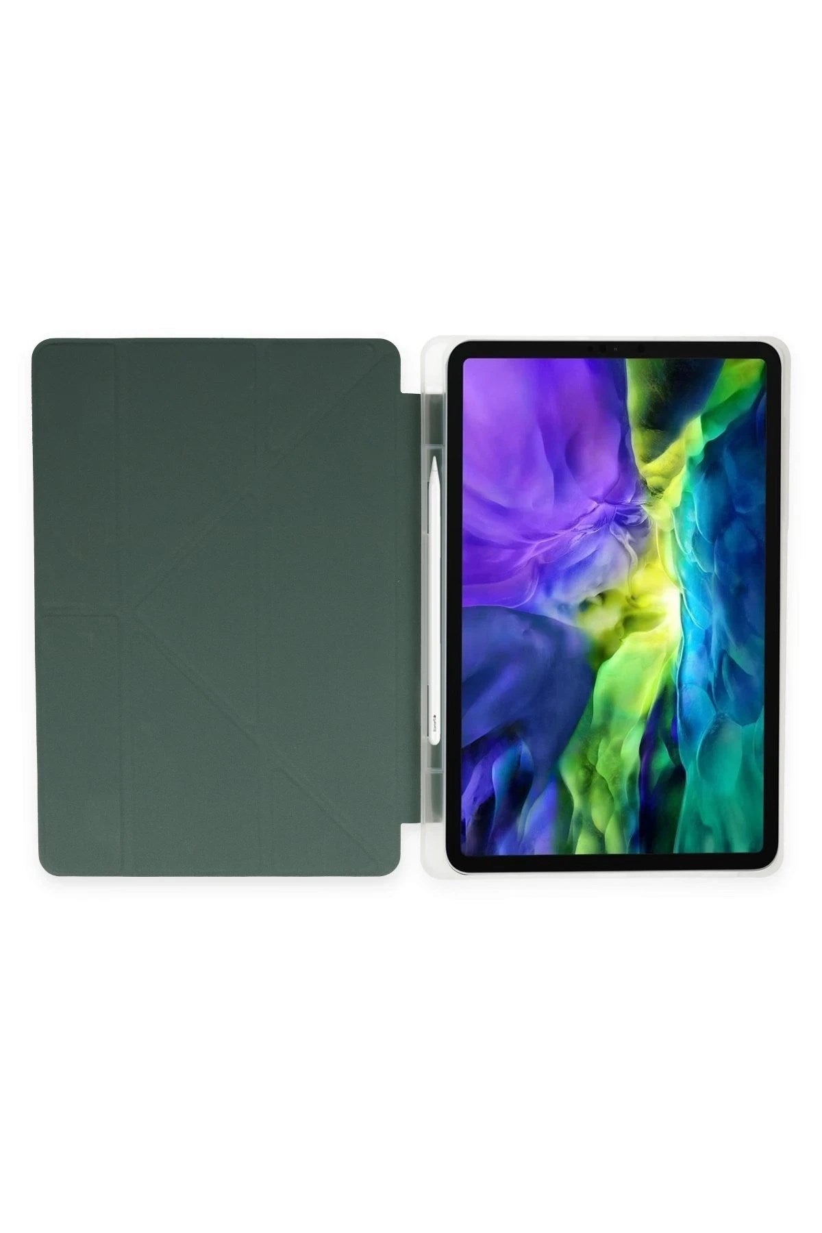 Mey İthalat® iPad Pro 11 (2024) Kılıf Kalemlikli Mars Tablet Kılıfı - Koyu Yeşil