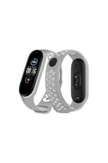 Mey İthalat® Mi Band 4 Spor Delikli Kordon - Gri-Beyaz
