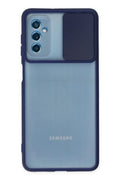 Mey İthalat® Samsung Galaxy M52 5G Kılıf Palm Buzlu Kamera Sürgülü Silikon - Lacivert