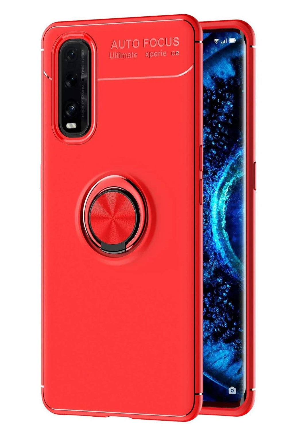 Mey İthalat® Find X2 Kılıf Range Yüzüklü Silikon - Kırmızı