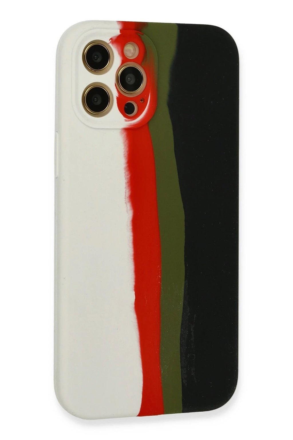 Mey İthalat® iPhone 12 Pro Kılıf Ebruli Lansman Silikon - Beyaz-Siyah