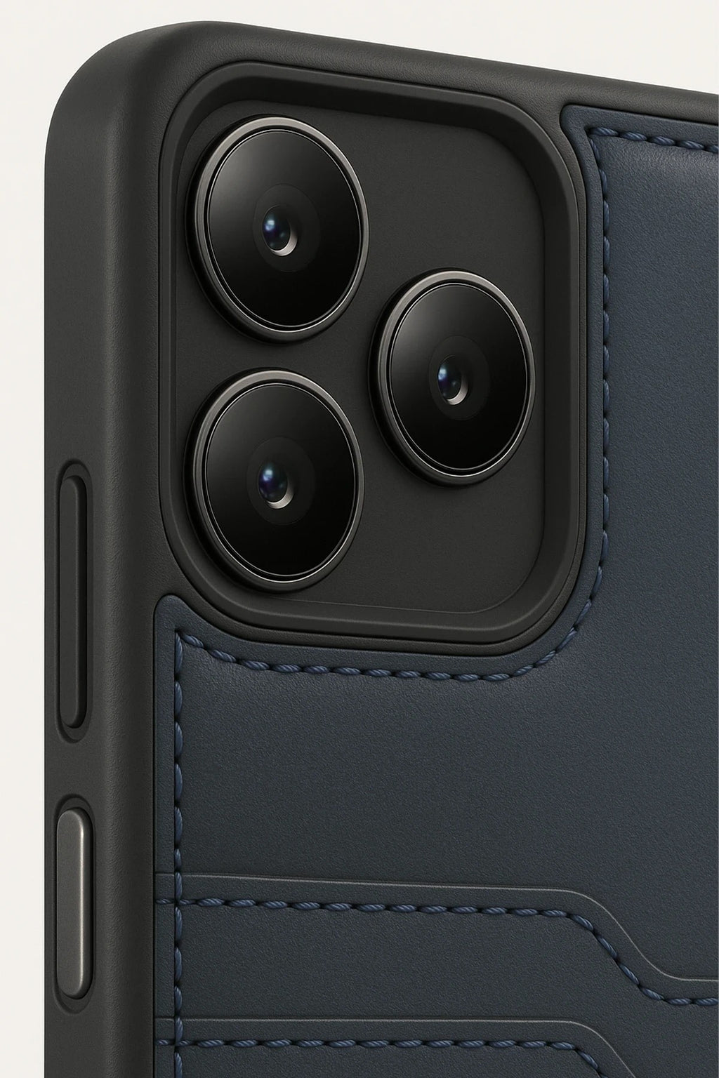 Mey İthalat® Realme Note 50 4G Kılıf Sara Kartvizitli Deri Kılıf - Lacivert