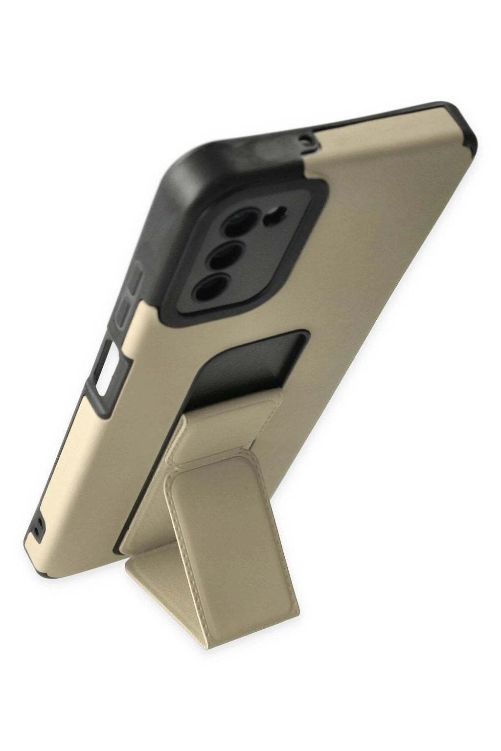 Mey İthalat® Samsung Galaxy A03S Kılıf Mega Standlı Silikon - Gold