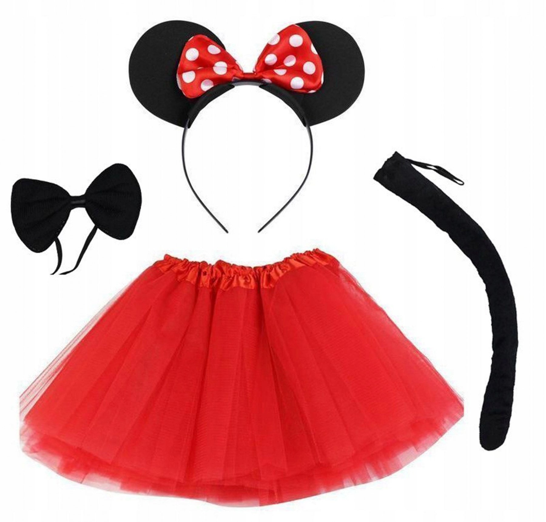 Mey İthalat® Minnie Mouse Kostüm Seti Etek Taç Kuyruk Papyon Gösteri Seti