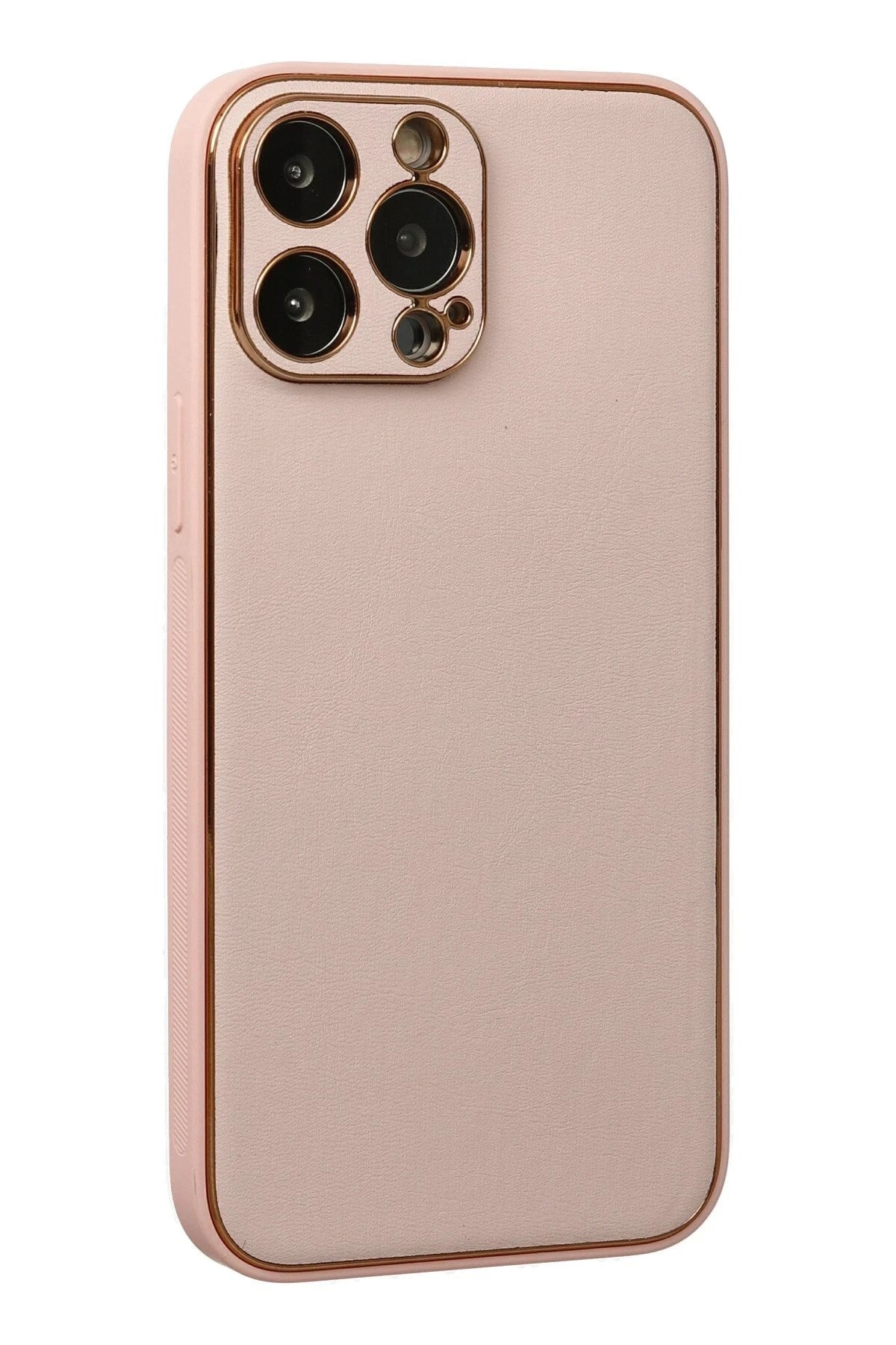 Mey İthalat® iPhone 13 Pro Max Kılıf Coco Deri Silikon Kapak - Pudra