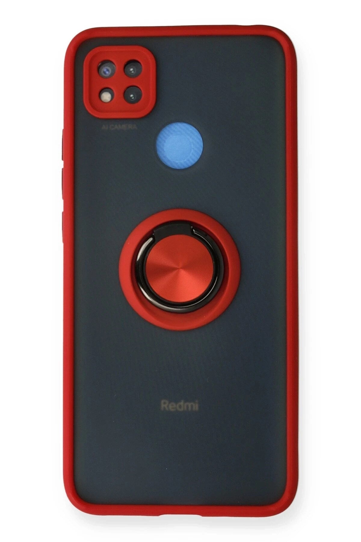 Mey İthalat® Redmi 9C Kılıf Montreal Yüzüklü Silikon Kapak - Kırmızı