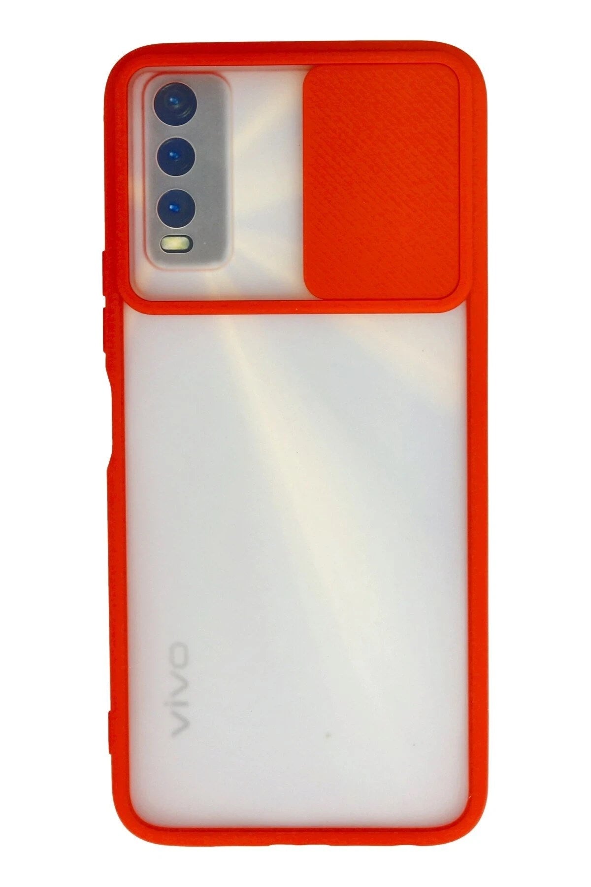 Mey İthalat® Vivo Y11S Kılıf Palm Buzlu Kamera Sürgülü Silikon - Kırmızı