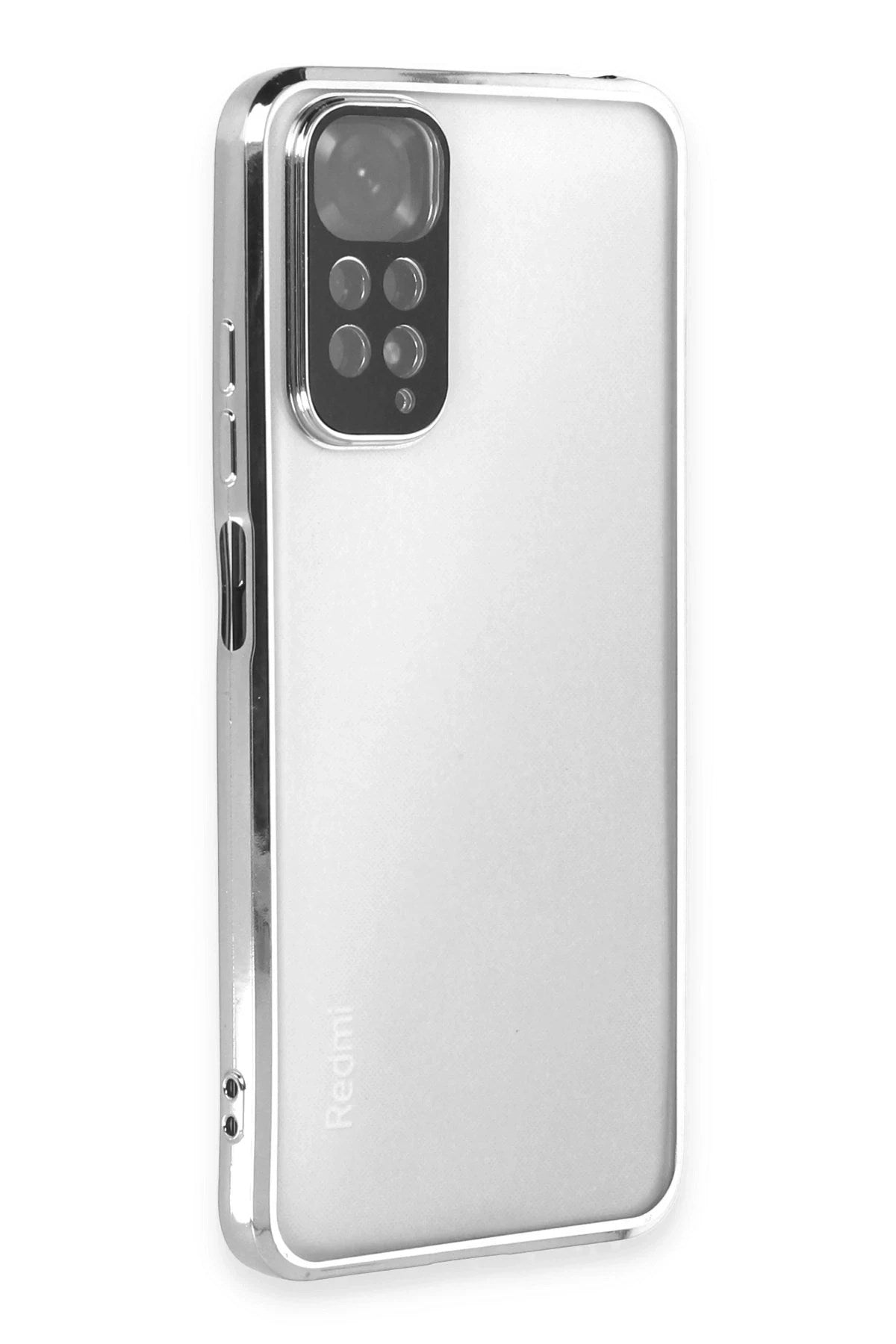 Mey İthalat® Redmi Note 11 Kılıf Lensli Silikon - Gümüş