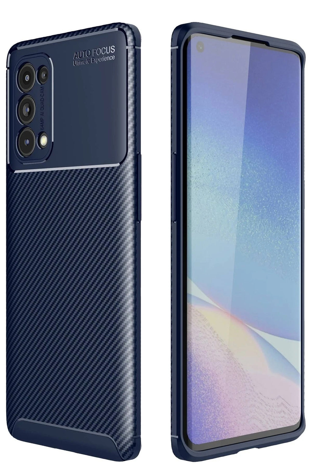 Mey İthalat® Reno 5 Pro Kılıf Auto Focus Karbon Kapak - Lacivert