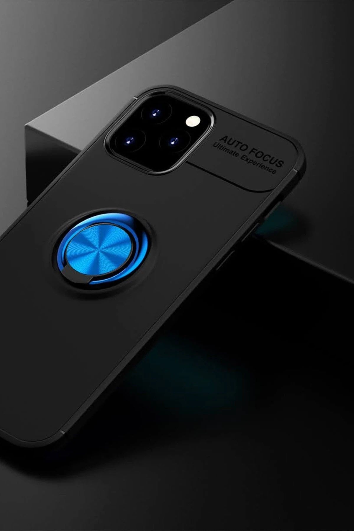 Mey İthalat® iPhone 12 Kılıf Range Yüzüklü Silikon - Siyah-Mavi