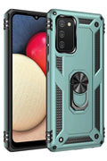 Mey İthalat® Samsung Galaxy A02S Kılıf Sofya Yüzüklü Silikon Kapak - Yeşil