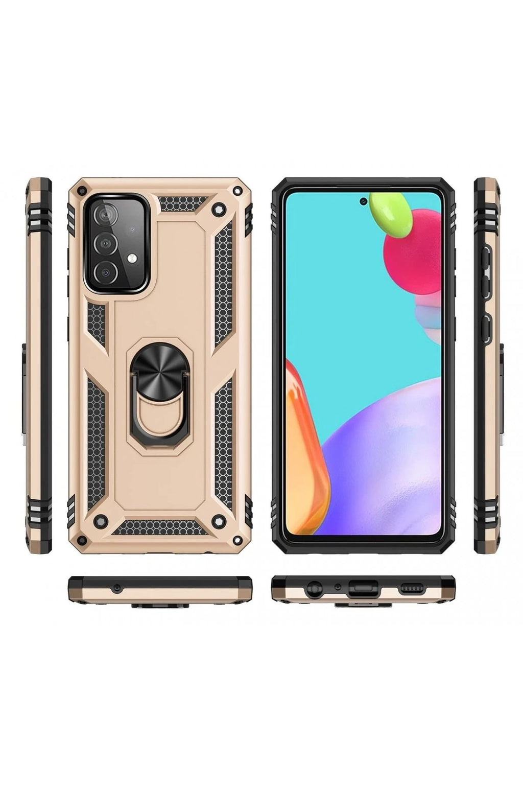 Mey İthalat® Samsung Galaxy A33 5G Kılıf Sofya Yüzüklü Silikon Kapak - Gold