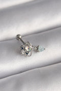 Mey İthalat® 316L Çelik Gümüş Renk Zirkon Taşlı Sallantı Kalp Detay Tragus Piercing