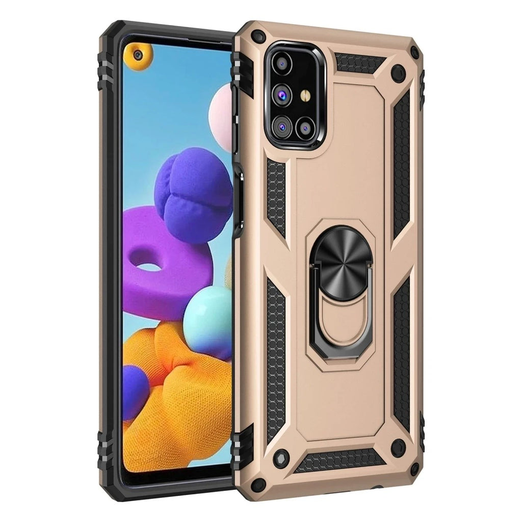 Mey İthalat® Samsung Galaxy M31S Kılıf Sofya Yüzüklü Silikon Kapak - Gold
