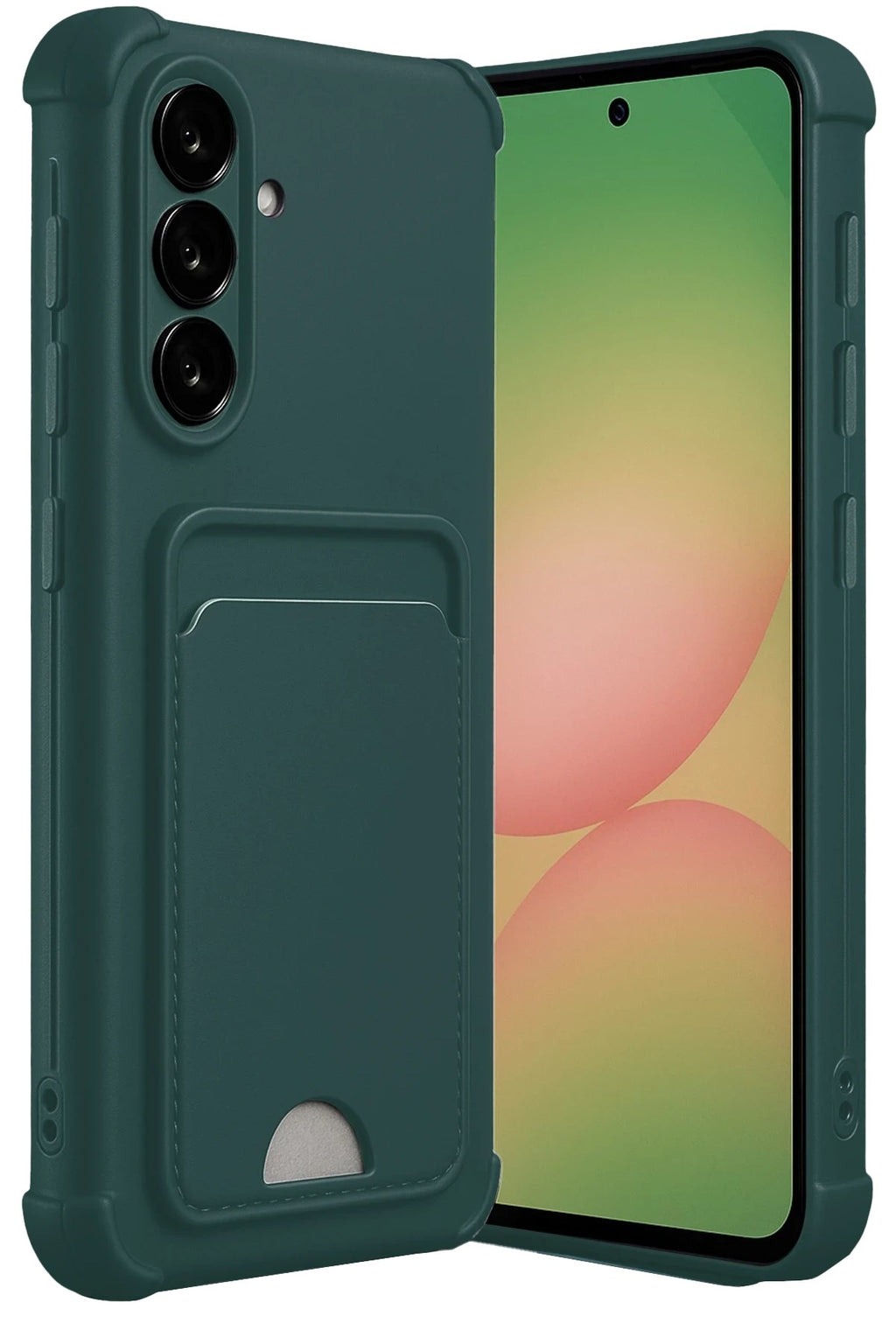 Mey İthalat® Samsung Galaxy A36 Kılıf Kelvin Kartvizitli Silikon - Koyu Yeşil