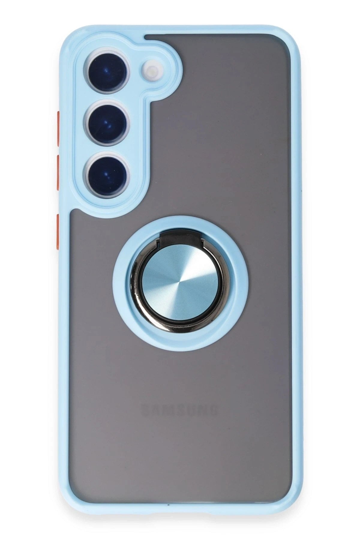 Mey İthalat® Samsung Galaxy S23 Kılıf Montreal Yüzüklü Silikon Kapak - Buz Mavi