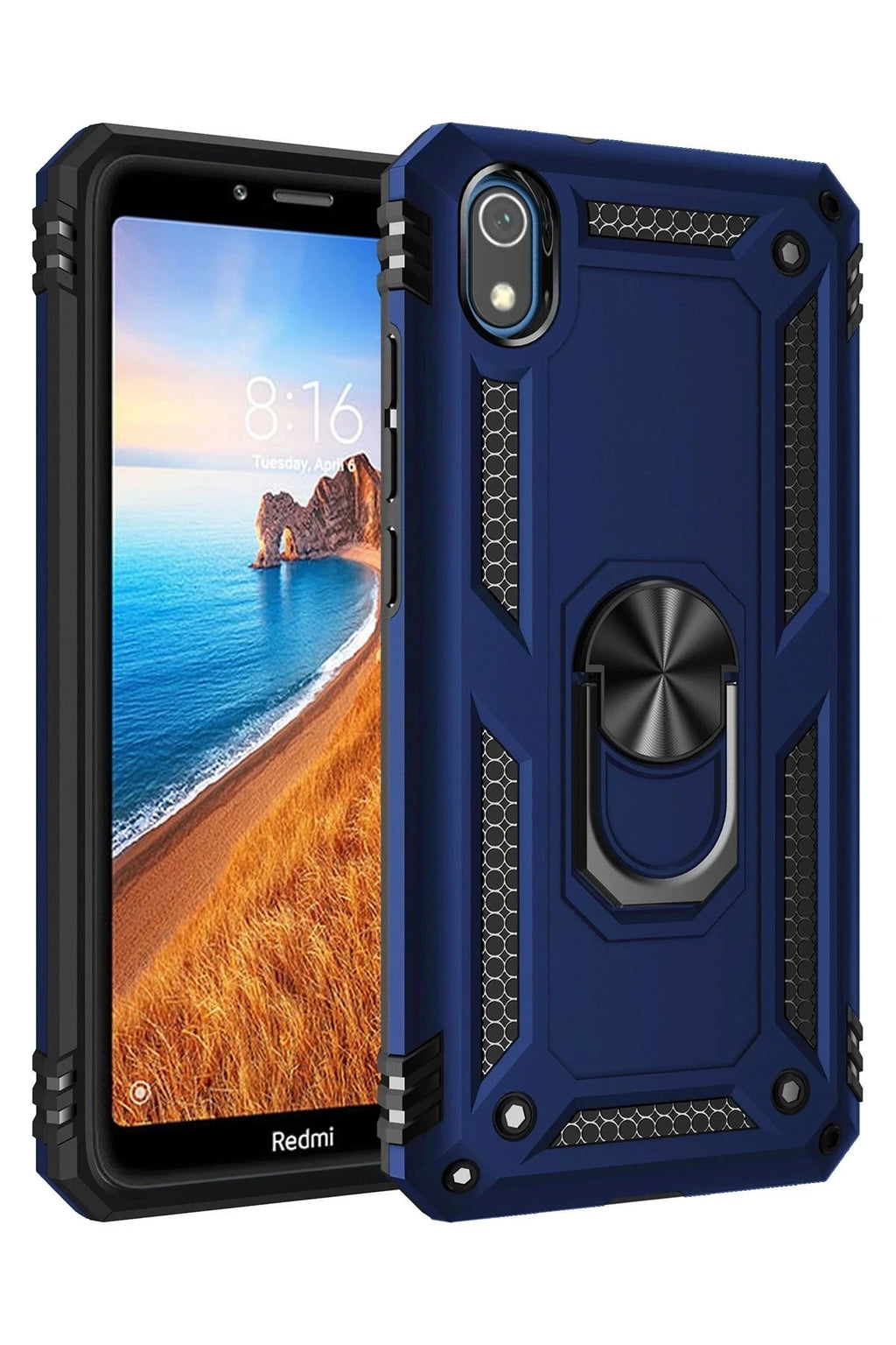 Mey İthalat® Redmi 7A Kılıf Sofya Yüzüklü Silikon Kapak - Lacivert