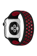 Mey İthalat® Watch 38mm Ayarlı Delikli Silikon Kordon - Siyah-Kırmızı