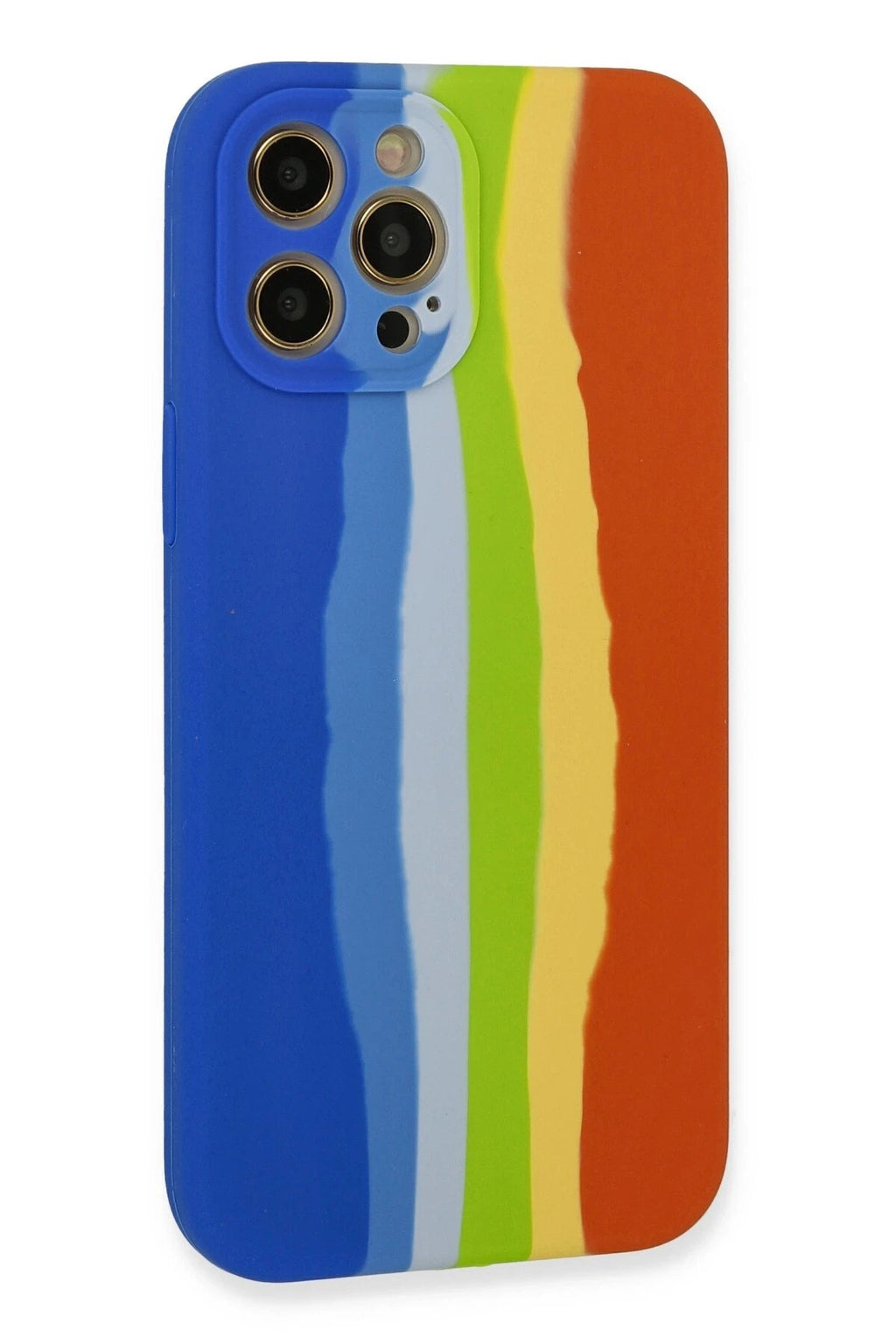 Mey İthalat® iPhone 12 Pro Kılıf Ebruli Lansman Silikon - Mavi-Turuncu
