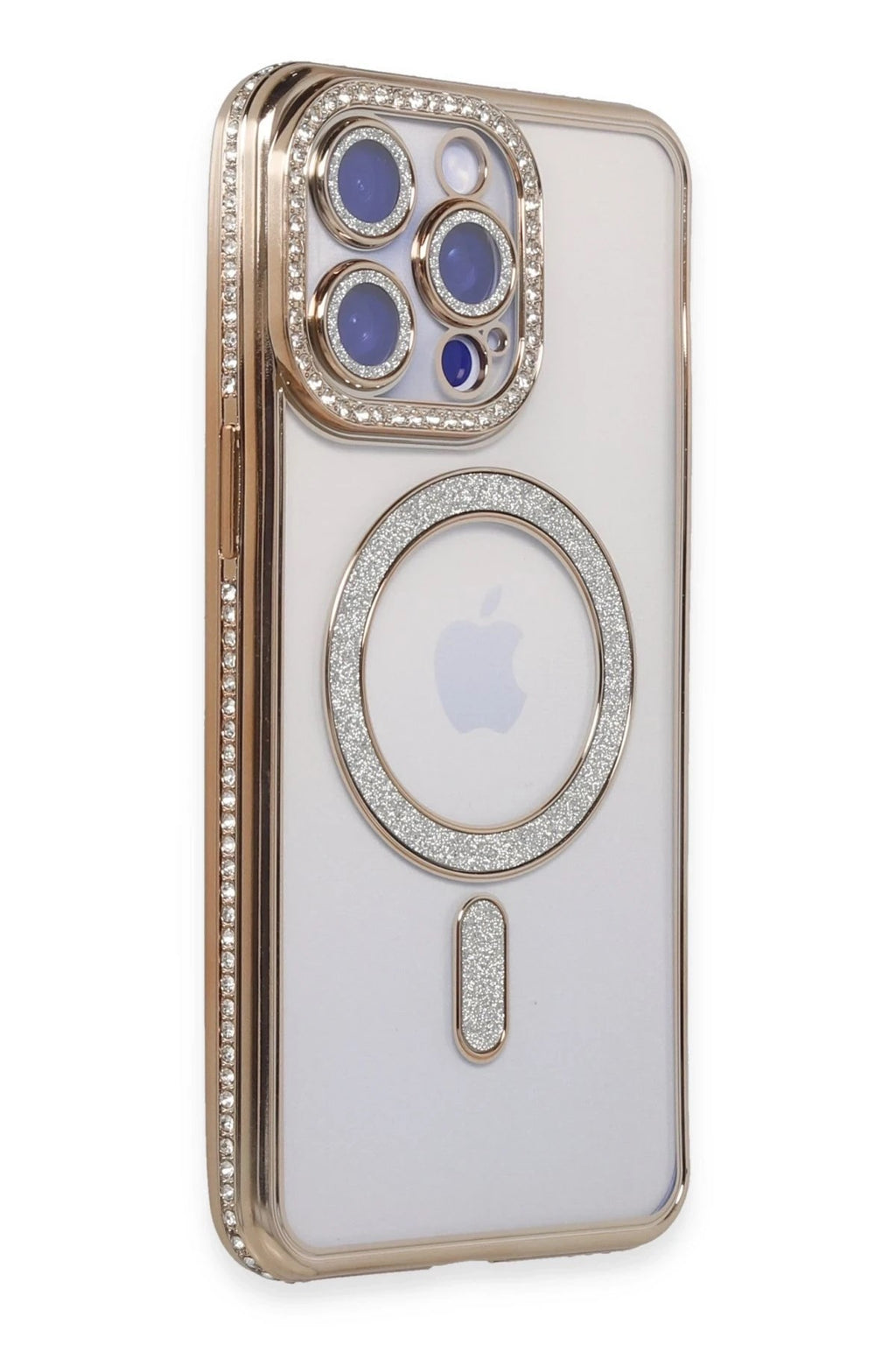 Mey İthalat® iPhone 14 Pro Kılıf Joke Simli Magneticsafe Kılıf - Gold