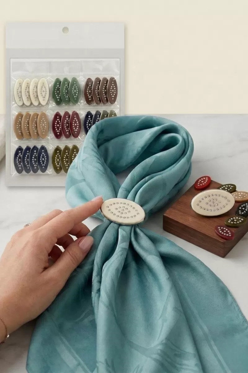 48'li Paket Renkli Kristal Taşlı Eşarp Ve Şal İğnesi Seti – Lüks Tasarım Güvenli İğne