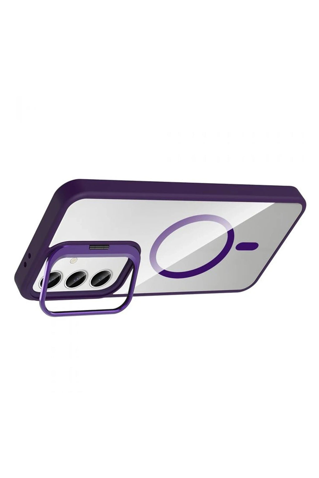 Mey İthalat® Samsung Galaxy S24 FE Remim Lensli Magsafe Standlı Kapak - Derin Mor