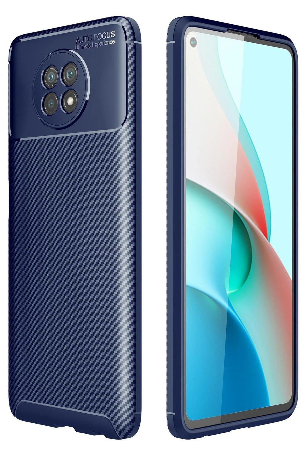 Mey İthalat® Redmi Note 9 5G Kılıf Auto Focus Karbon Kapak - Lacivert