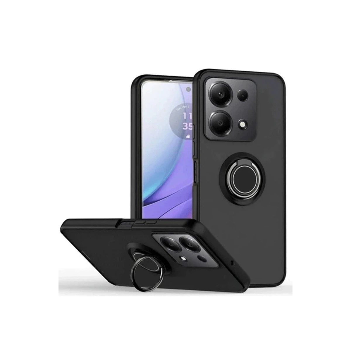 Mey İthalat® Redmi Note 13 Pro 5G Kılıf Montreal Yüzüklü Silikon Kapak - Siyah