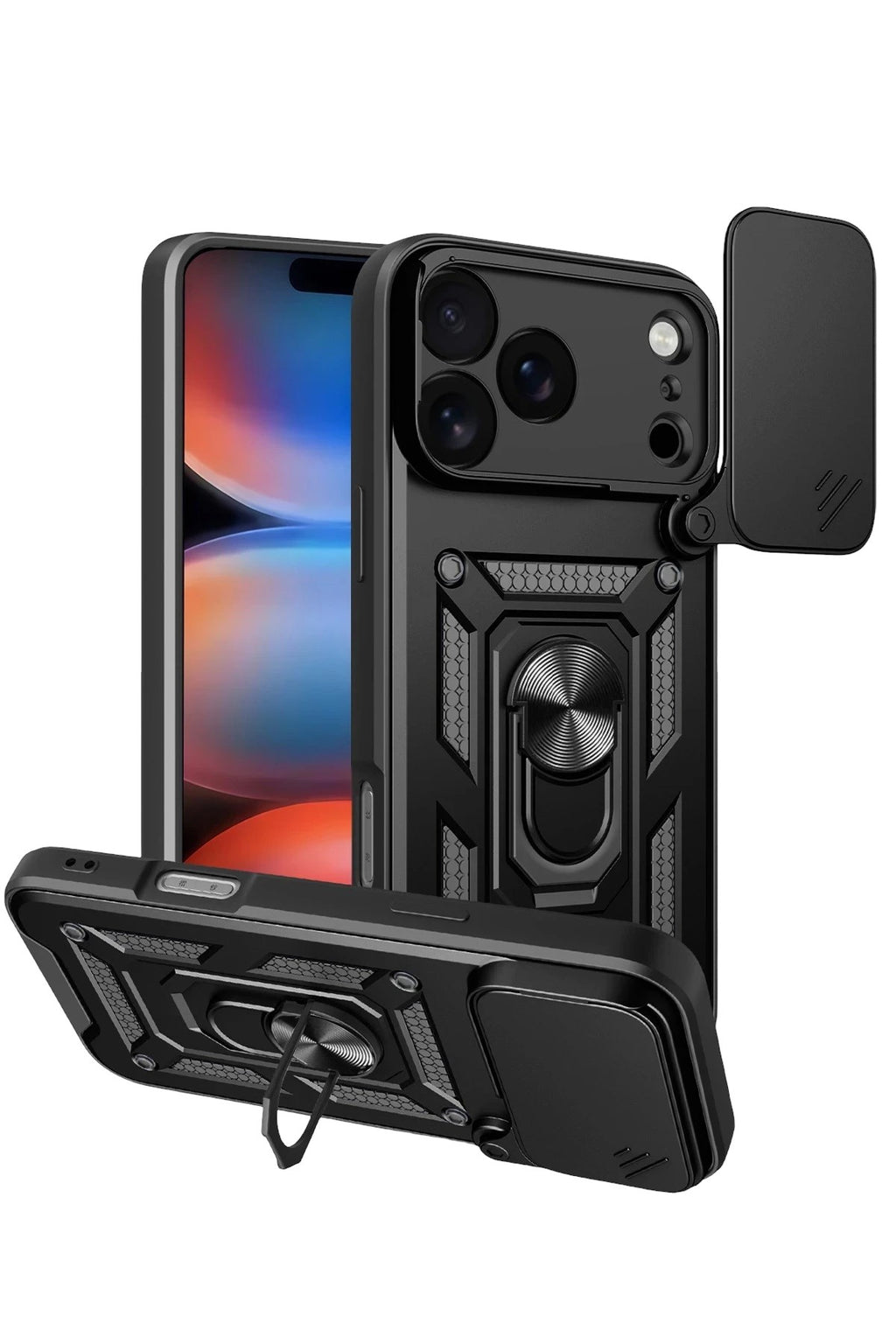 Mey İthalat® iPhone 17 Pro Pars Lens Yüzüklü Silikon - Siyah