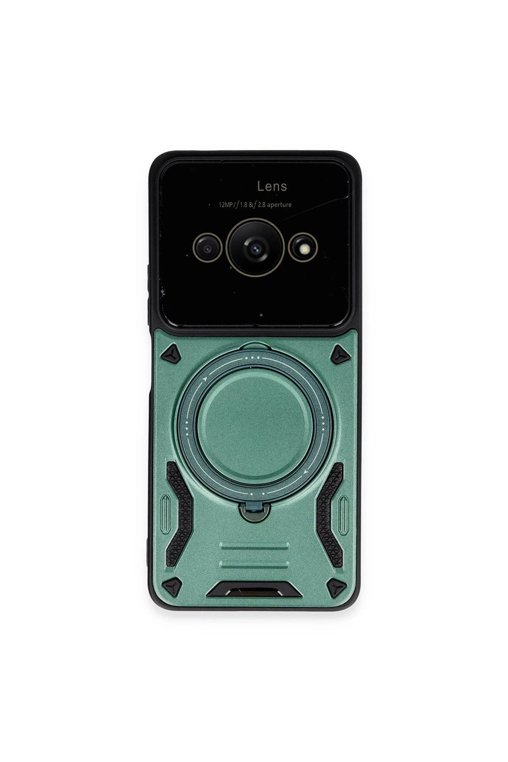 Mey İthalat® Poco C61 Kılıf Joy Lens Standlı Kapak - Koyu Yeşil