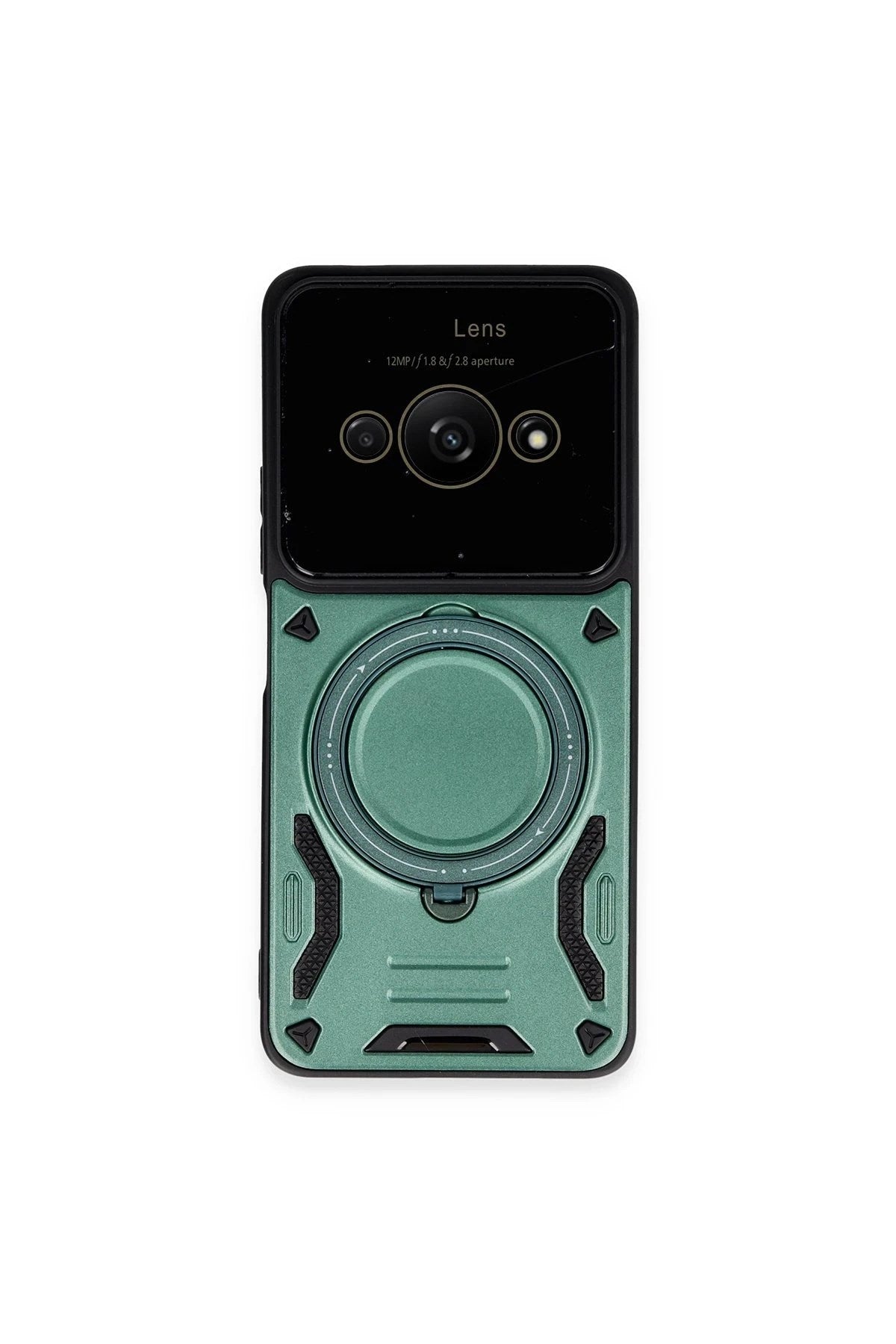Mey İthalat® Poco C61 Kılıf Joy Lens Standlı Kapak - Koyu Yeşil