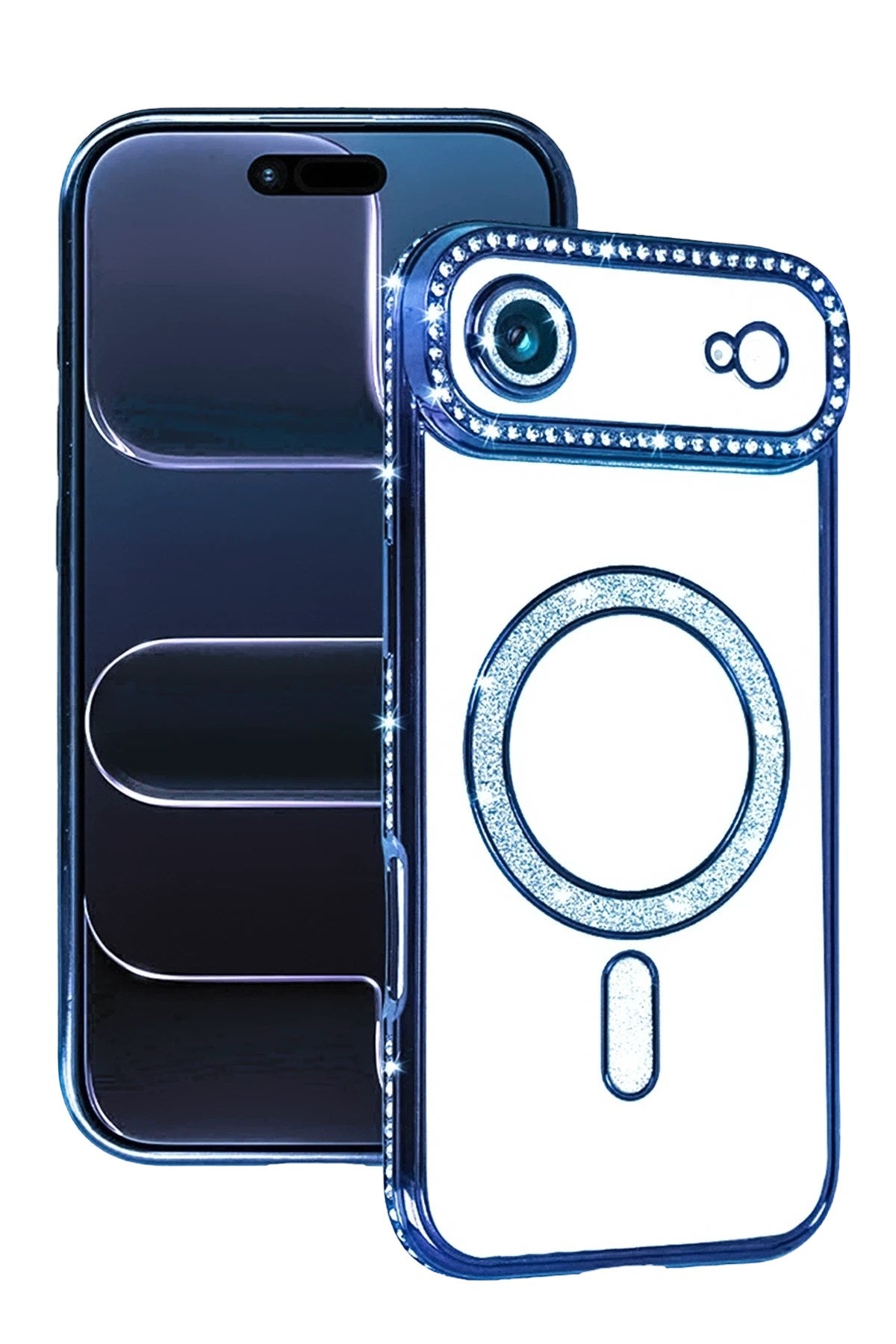 Mey İthalat® iPhone 17 Air Joke Simli Magneticsafe Kılıf - Mavi