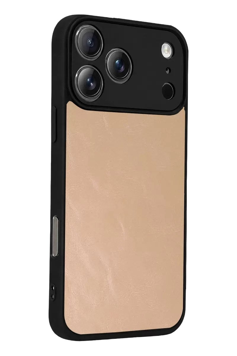 Mey İthalat® iPhone 17 Pro Aras Deri Kapak - Pudra