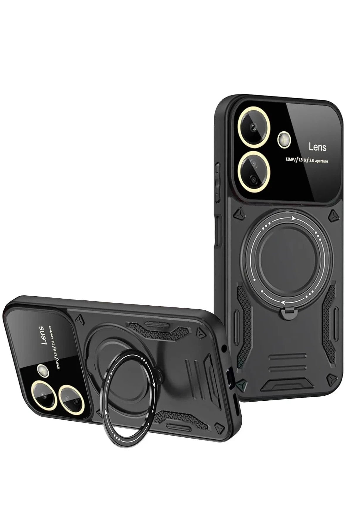 Mey İthalat® Redmi 13C Kılıf Joy Lens Standlı Kapak - Siyah
