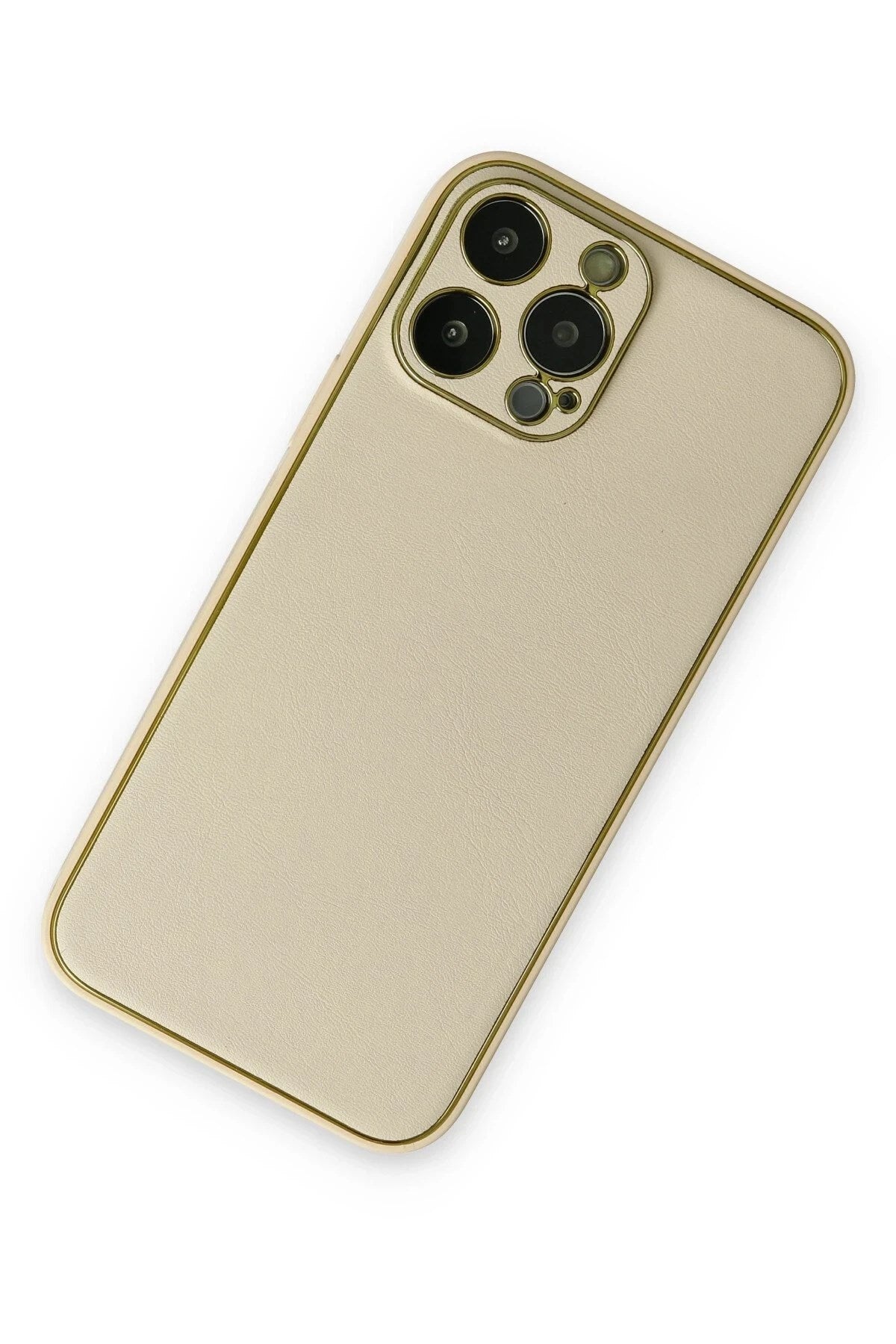 Mey İthalat® iPhone 13 Pro Kılıf Coco Deri Silikon Kapak - Gold