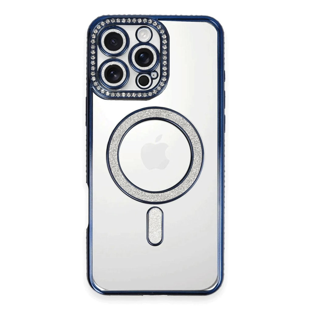 Mey İthalat® iPhone 16 Pro Max Kılıf Joke Simli Magneticsafe Kılıf - Lacivert