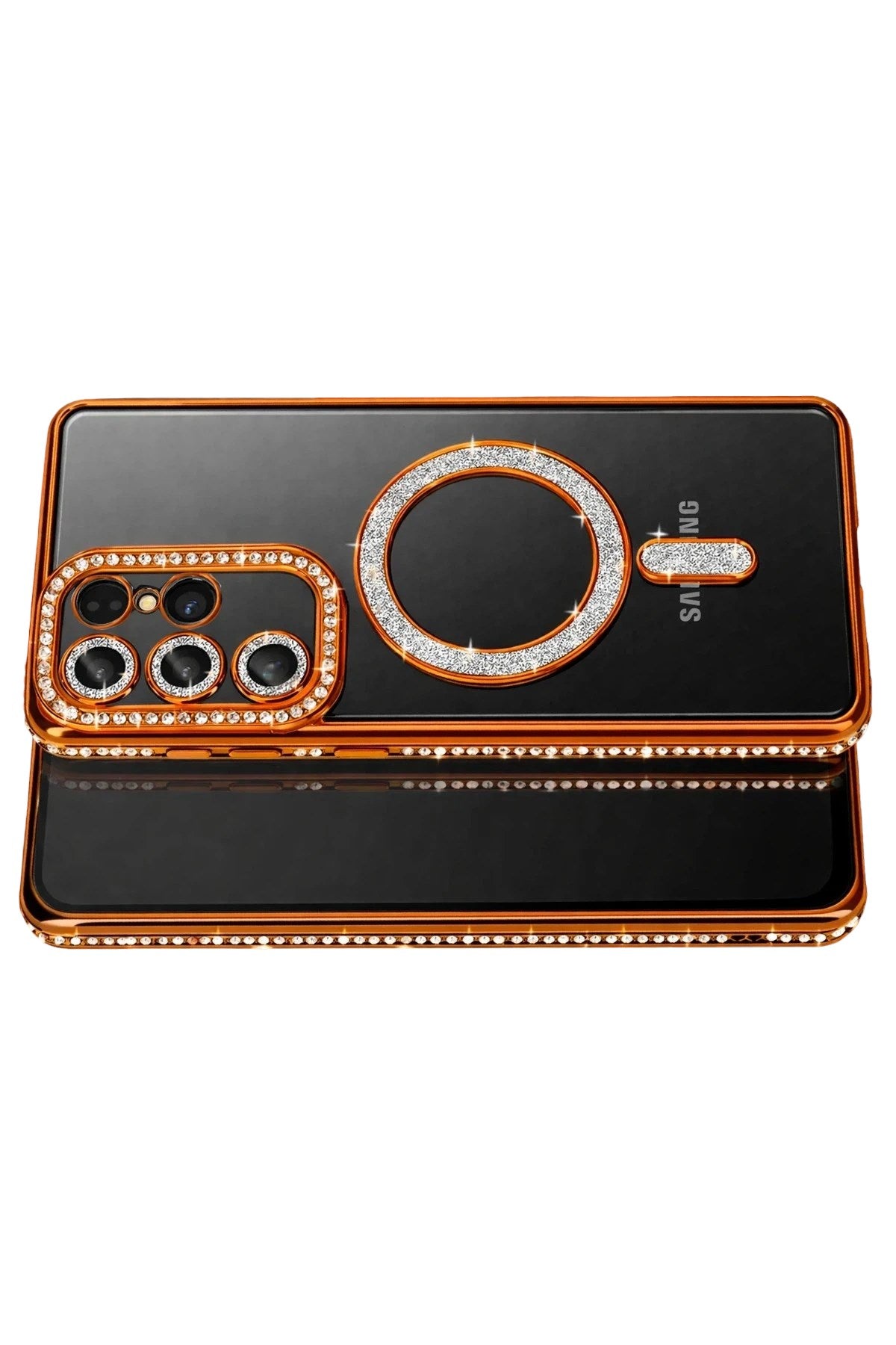 Mey İthalat® Samsung Galaxy S26 Ultra Joke Simli Magneticsafe Kılıf - Turuncu