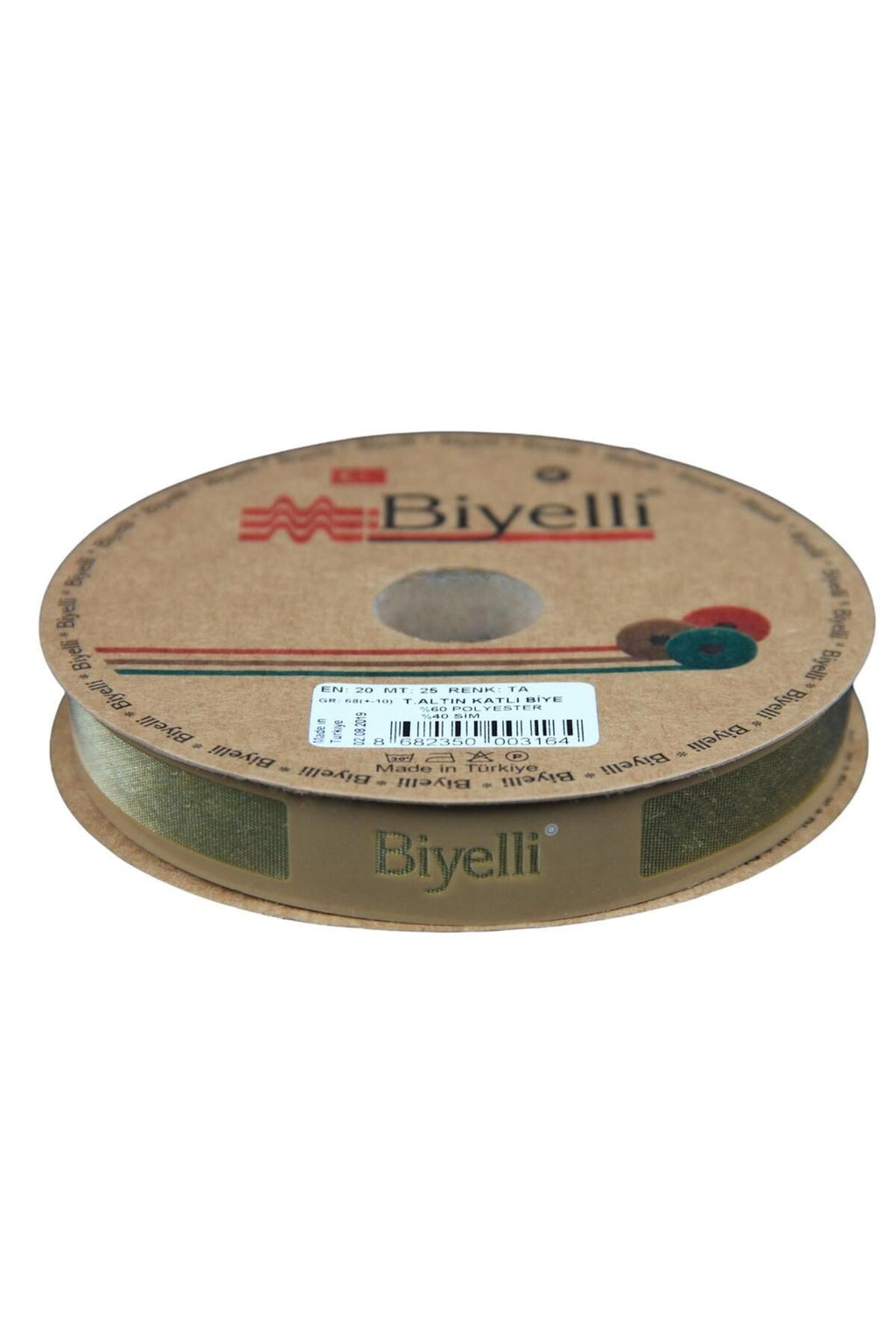 Biye Simli Katlı Ta 2 Cm 25 Metre %50 Simli % 50 Polyester