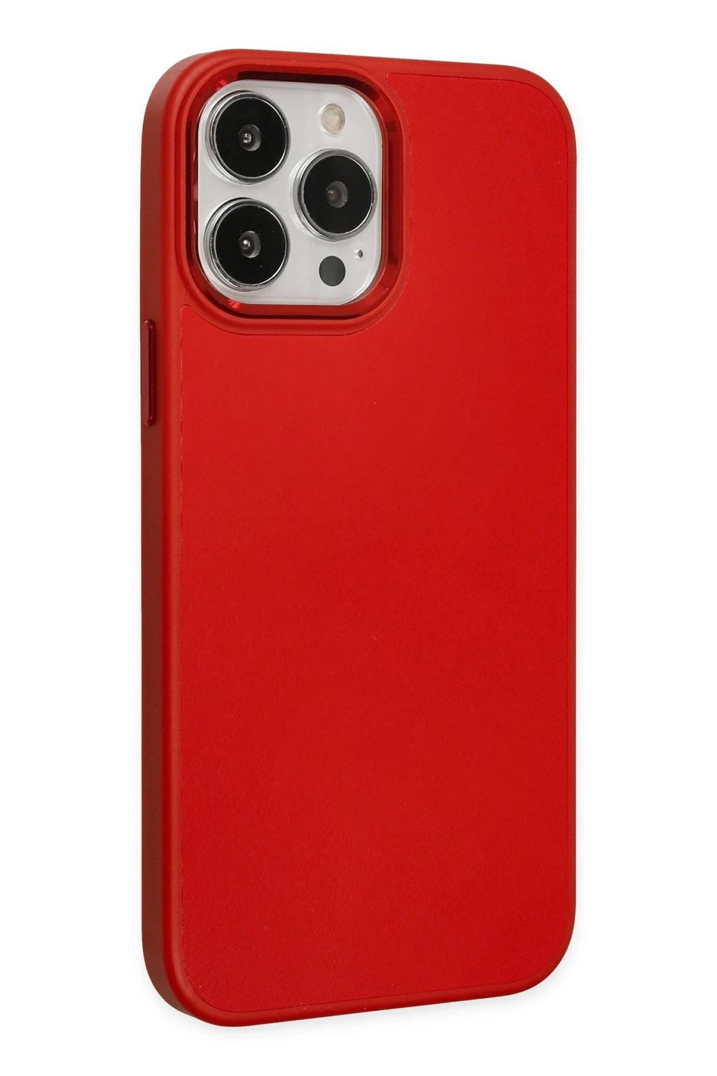 Mey İthalat® iPhone 13 Pro Max Kılıf Asya Deri Silikon - Kırmızı