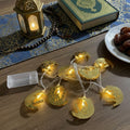 10 Adet Sarkıtlı Ramazan Hilal Üstü Cami Temalı LED Işık – Pilli 2 Metre Ramazan Süsü, İslami Dekorasyon, Ev ve Mekanlar İçin Dekoratif Ortam