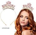 Mey İthalat® Birthday Princess Kristal Taç – Altın Kaplama
